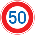 最高速度限制 50 公里標誌